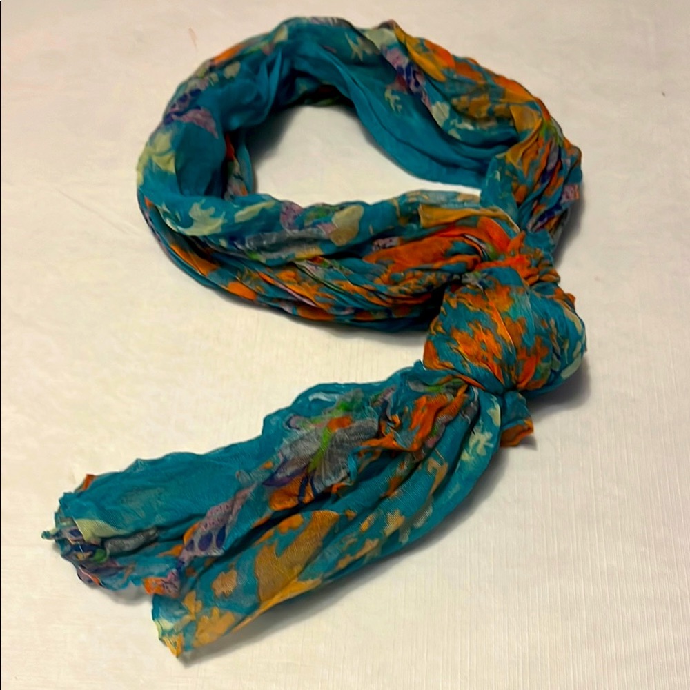 Elegant Teal and Orange Wrap with Floral Design